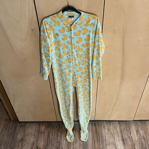Joe Boxer Yellow Duck Print Adult Onsie / Footed Pajama